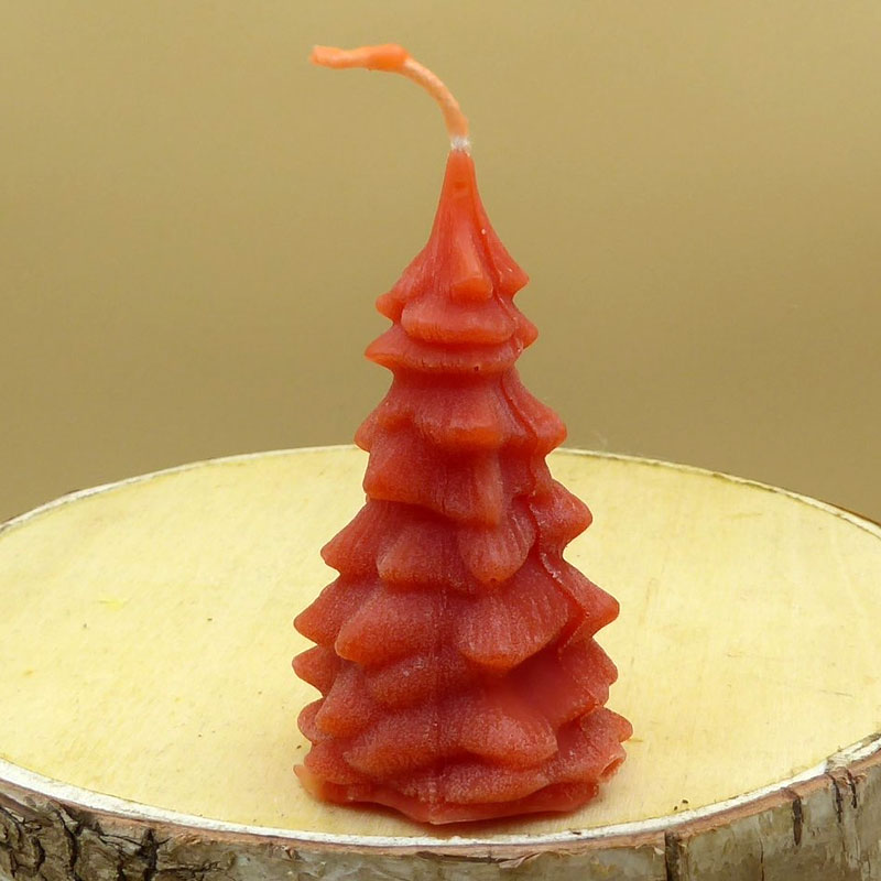 Rote bienenwachskerze motiv tannenbaum mini
