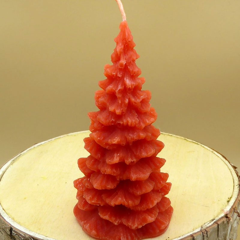 Rote bienenwachskerze motiv tannenbaum mittel